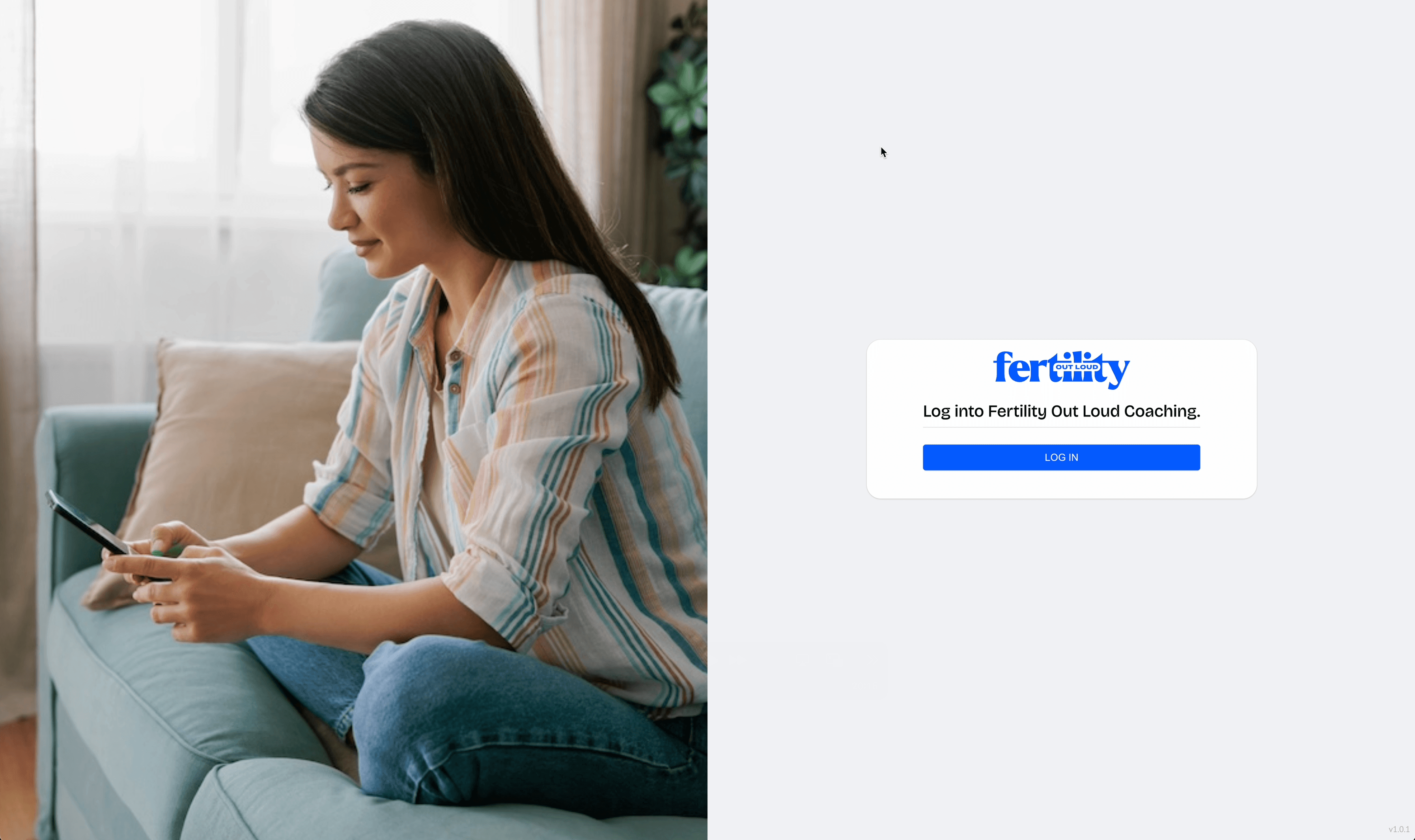 Fertility Outloud Coaching Login Screen