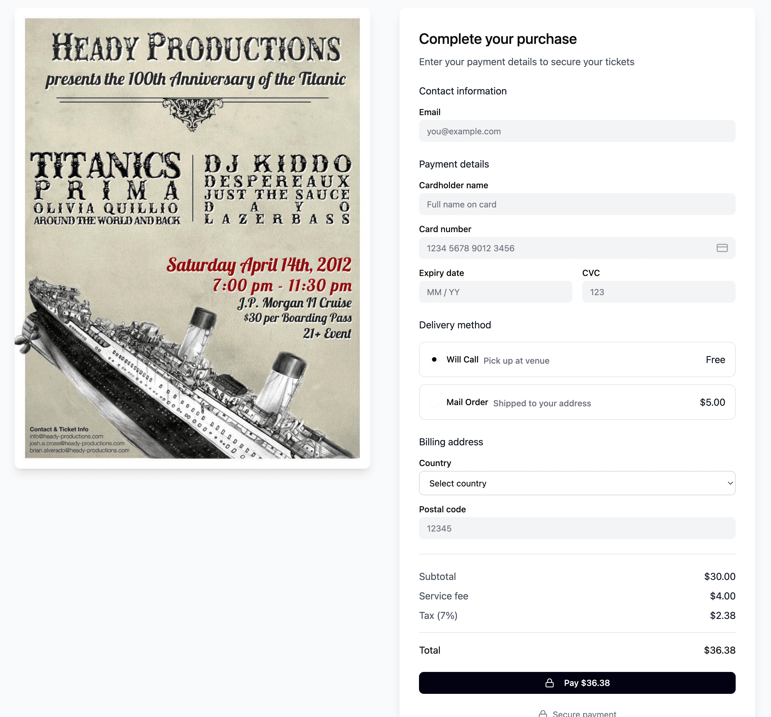 Heady Productions 100th anniversary of the Titanic
