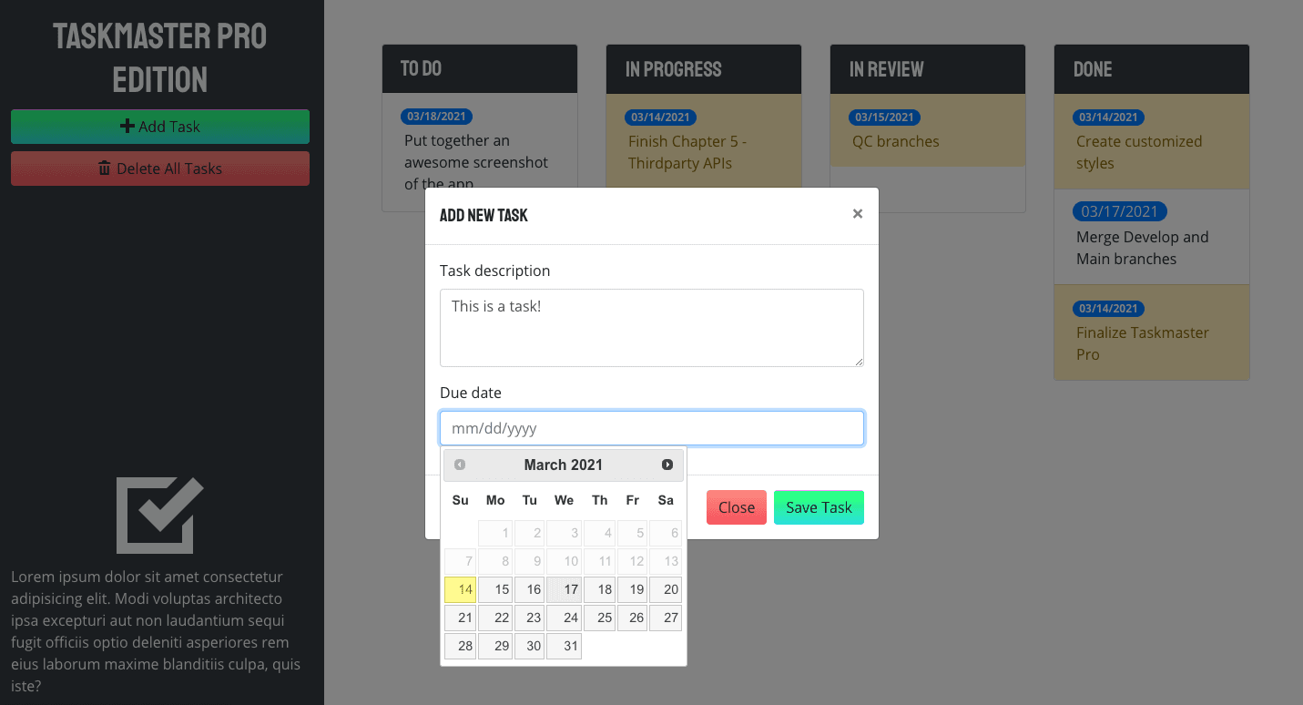 add a task and schedule